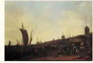 Promeneurs Sur La Plage De Scheveningen by Hendrick De Meijer