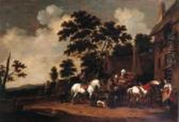Travellers Halting Outside The Swan Inn - view 1