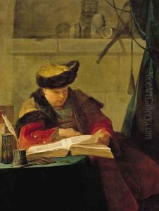 A Chemist in his Laboratory, or The Prompter, or A Philosopher giving a Lecture (Portrait of the painter Joseph Aved (1702-66), 1734