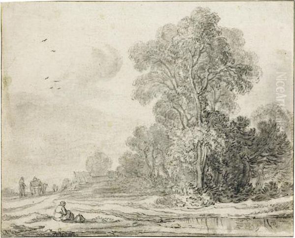 Landscape With Peopleresting By A River,
With Team Of Horses In Thebackground. - view 1