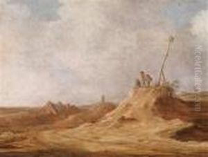 Dunenlandschaft Mit Bauernhausern Und Drei Personen Dunenlandschaft Mit Bauernhausern Und Drei Personen