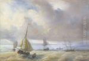 Seascape With Fishing Boats by Pieter De Molijn