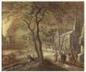 Scene De Pillage Dans Un Village Enneige