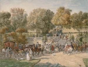 Elegant Figures In A Park by Henri D'Annecy (Comte De) Montpezat
