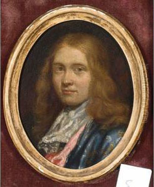 A Portrait Of A Gentleman, Head
And Shoulders, Wearing A Blue Japanese Cloak And A White Scarf - view 1