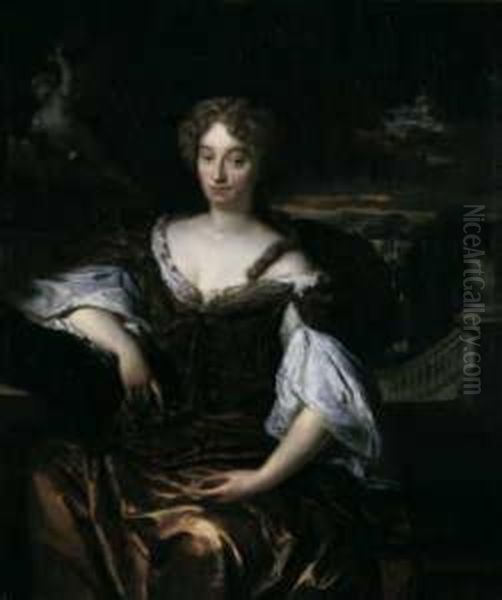 Einer Aristokratischen Dame Vor Landschaftlichem Hintergrund - view 1