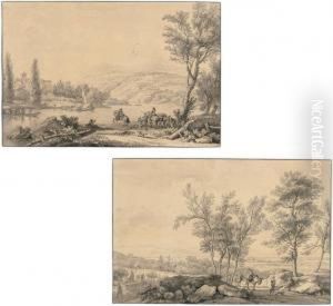 An Italianate River Landscape With Horsemen In The Foreground
