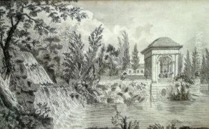 Figures On A Terrace In Ornamental Gardens by Isaac de Moucheron