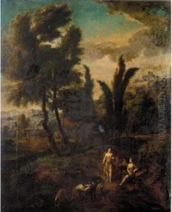 Diana And Her Nymphs In A Wooded Landscape
