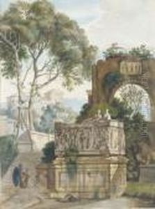 A Classical Landscape With Two Women By A Roman Sarcophagus A Classical Landscape With Two Women By A Roman Sarcophagus
