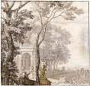 A Pair Of Classical Landscapes
With A Fountain In The Foreground, And A View Towards A Lake And
Mountains In The Distance A Pair Of Classical Landscapes
With A Fountain In The Foreground, And A View Towards A Lake And
Mountains In The Distance