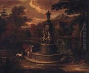 A Landscape With Narcissus By A Fountain