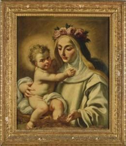 Santa Rosa Da Lima Con Il Bambino Gesu by Francesco Solimena