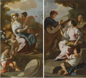 A Pair Of Allegories by Francesco Solimena