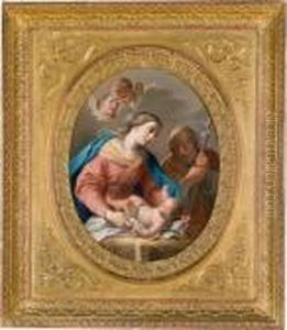 Die Heilige Familie Mit Engeln by Francesco Solimena
