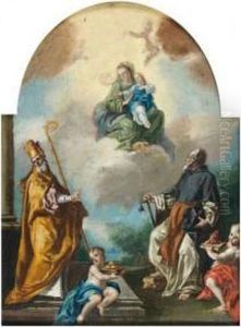 Vierge A L'enfant Entouree De Saint Augustin Et Saint Nicolas De Bari