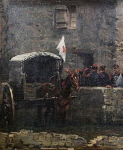 Soldiers Near A Hospital by Alphonse Marie de Neuville