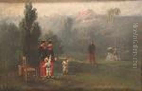 Figures In An Alpine Landscape - view 1