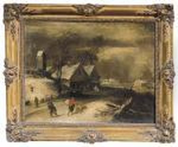 Paesaggio Invernale Con Figure - view 1
