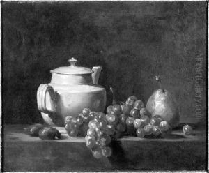 White Teapot with Two Chestnuts, White Grapes and a Pear by Jean-Baptiste-Simeon Chardin