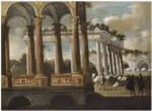 An Architectural Capriccio With Figures Amongst Classical Ruins by Francois de Nome (Monsu, Desiderio)