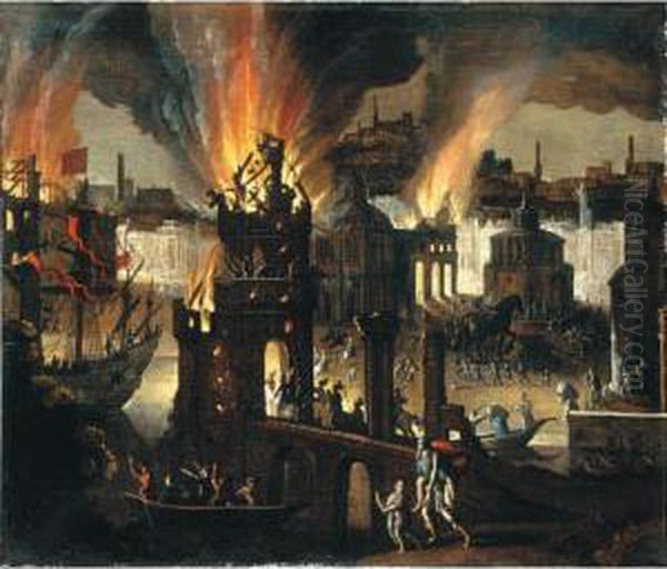 Ulisse Porta In Salvo Il Padre Anchise Ed Il Figlio Telemaco Da Troia In Fiamme - view 1