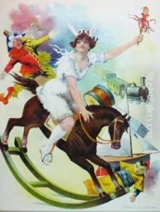 Girl With Toys On A Rocking Horse by Jean De Paleologue