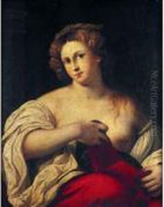 Portrait De Femme A La Draperie Rouge by Palma Vecchio (Jacopo Negretti)