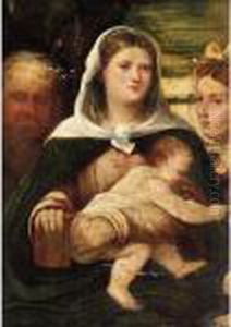 The Madonna And Child With Two Saints by Palma Vecchio (Jacopo Negretti)