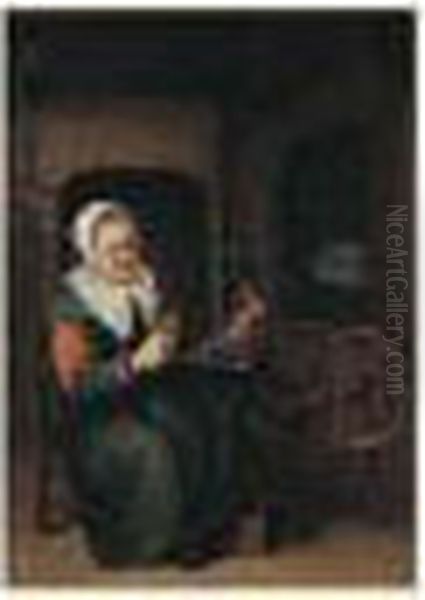 Une Fileuse Dans Un Interieur Hollandais - view 1