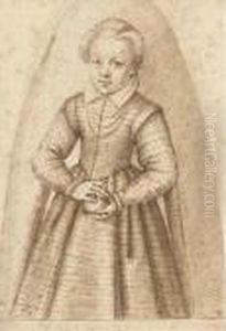 Portrait Of A Girl Holding An Apple by Crispijn I De Passe