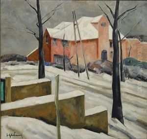 Besneeuwd Straatje Te Etterbeek. by Jef De Pauw
