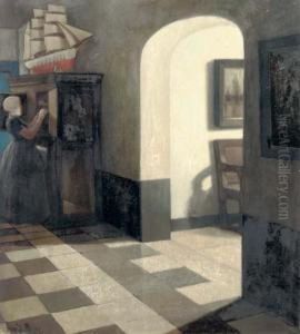Girl In Interior by Rene De Pauw