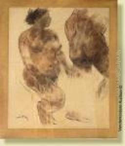 Etudesde Nus, Gouache Sur 
Papier. Signee En Bas A Gauche Rene De Pauw.ecole Belge. Dim.: 65x50,5 
Cm