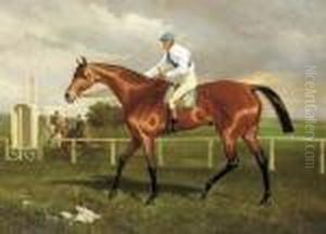 Robert The Devil With Jockey Up On A Racecourse by Alfred F. De Prades