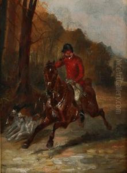 Man On Horse With Dogs - view 1