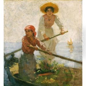 Barque Avec Deux Jeunes Filles by Edmond Jean de Pury