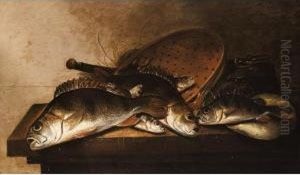 Still Life Of Freshwater Fish On A Table by Pieter de Putter
