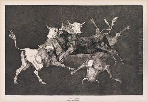 Al Toro Y Al Aire Darles Calle (lluvia De Toros) by Francisco Goya Fuendetodos