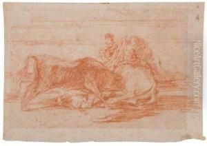 Man Riding A Bull by Francisco Goya Fuendetodos