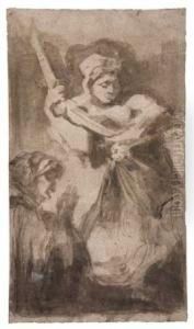 Group Of 4 Drawings by Francisco Goya Fuendetodos