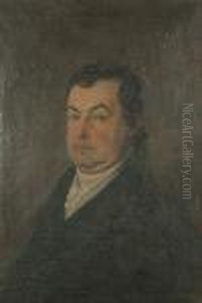 Portrait Of A Gentleman, Bust-length, With A Black Coat, With A White Cravat - view 1