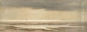 Steamship And Sailboats At Dusk by Frederick Debourg Richards