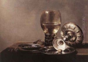 Still Life with Wine Glass and Silver Bowl