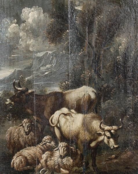 Cattle And Sheep Before An Open Landscape - view 1
