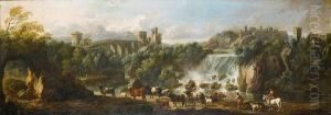 An Italianate Landscape With Drovers Wateringtheir Cattle, A View To Tivoli Beyond