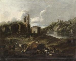 Paesaggio Con Animali E Pastori