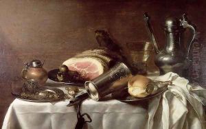 Still Life with a Ham by Pieter Claesz.