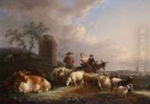 Landscape With A Couple by Jean-Baptiste De Roy