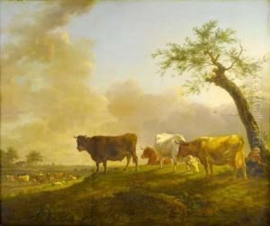 Troupeau Dans La Campagne by Jean-Baptiste De Roy